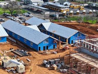All 4 buildings at Paradise Elementary in various states of finish