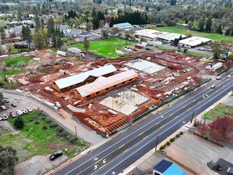 An aerial image showing the 4 buildings under construction facing the South West.
